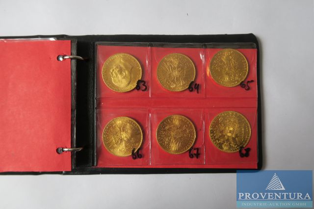 Insolvenz-Online-Auktion: ca. 38 Goldmünzen einer Münzsammlung, 100 Kronen Österreich, Goldvreneli Schweiz, 20 Mark-Münzen Wilhelm II., etc., 38xxx Raum Halberstadt