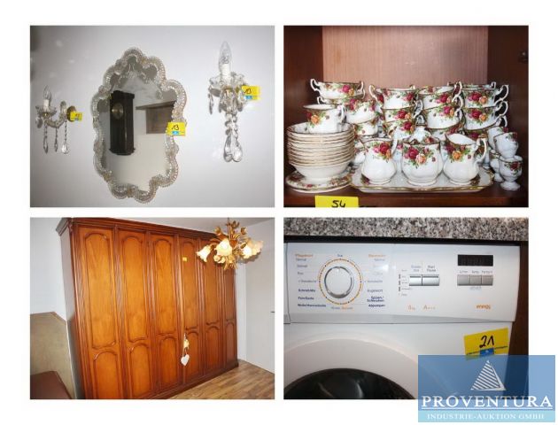 Online-Nachlassauktion, Wohnungseinrichtung, Porzellanservice ROYAL ALBERT, Waschmaschine + Trockner CONSTRUCTA, el. Fernsehsessel, Bilder, Küchenmaschinen etc.