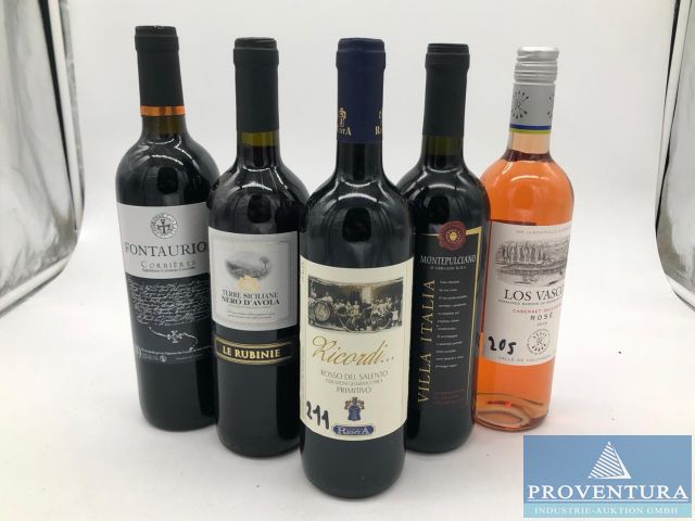 Wein-Auktion: 50 Positionen Rot- u. Weißweine, Frankreich, Italien und Deutschland, Jahrgänge 1989 - 2016