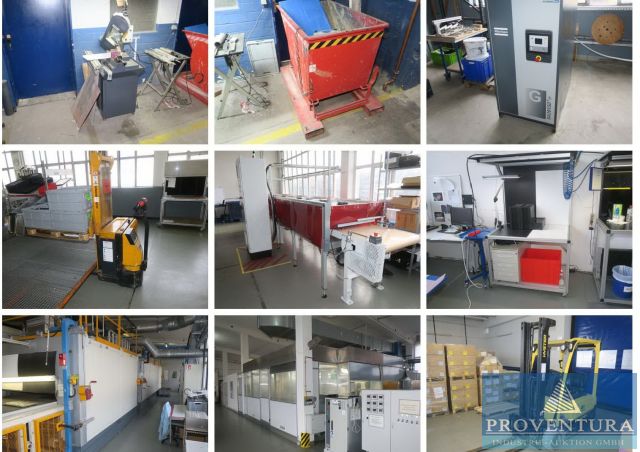Insolvenzversteigerung 200 Pos. aus Betrieb zur Oberflächenbehandlung v. Kunststoffen: Automatik-Beschichtungsanlage ANTONII, Kleinserien-Beschichtungsanlage, Elektro-Gabelstapler HYSTER, Schwerlastregale, Elektro-Hochhubwagen JUNGHEINRICH, u.v.m.