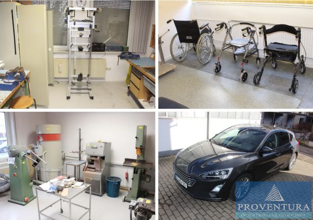 Insolvenzversteigerung 200 Pos. Sanitätshaus Orthopädie-Werkstatt, u.a. Grundaufbau OTTOBOCK 743A220, 3D L.A.S.A.R. Posture 743L500, Tresore, Nähmaschinen, Schleifmaschinen, Fahrzeuge