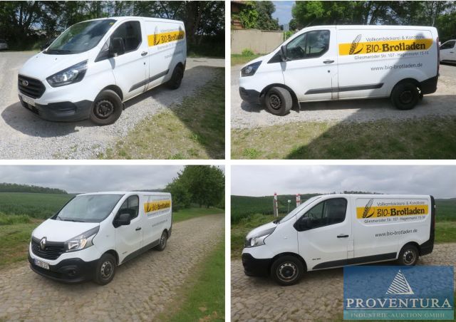 Fahrzeug-Auktion: Lkw geschl. Kasten RENAULT Trafic III 1.6 dCi, EZ. 2017, 330.000 km und FORD Transit Custom 2.0 EcoBlue, EZ. 2018, 230.000 km