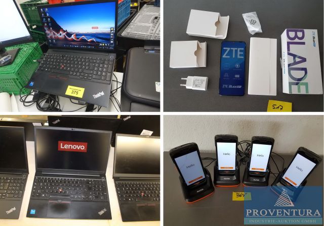 Insolvenzversteigerung: Notebooks LENOVO V15-IIL 82C5 Intel i5-1035G1 angeschafft Ende 2021, 11 Handhelds SUNMI L2