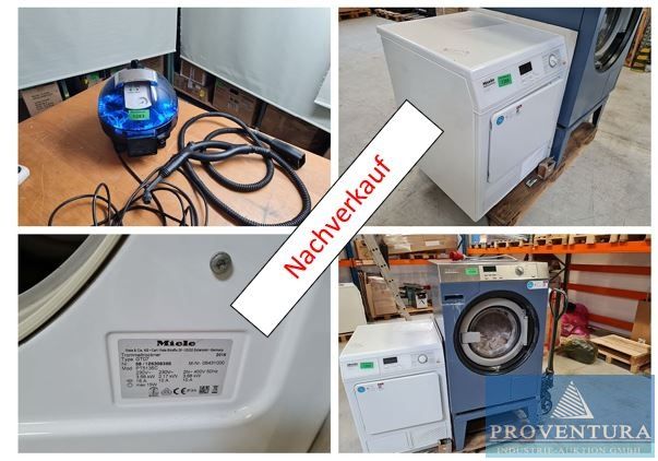 Nachverkauf aus Leasing: Gewerbewaschmaschine MIELE PW 5104 Mopstar 100 (EL AV), Gewerbekondensationstrockner MIELE PT 5135 C, Dampfreiniger VAPOR-STAR 2000 Prof