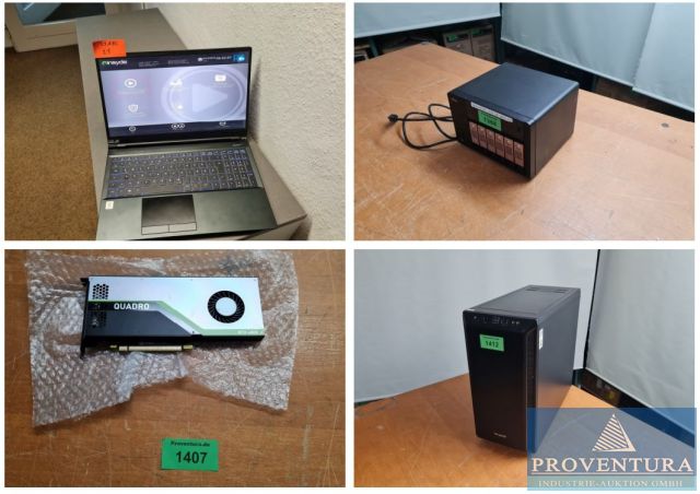 Aus Leasing große EDV Auktion: 10x Intel i7-8700K, 64 GB RAM, Nvidia Quadro RTX 4000 8 GB, 500 GB SSD, NAS QNAP TS-EC1280U-RP, 6 x 4 TB HDD, NAS FUJITSU Celvin NAS Q905, 6x 3 TB HDD, Laptop SCHENKER Key 15 (Early 2021), Intel i7-10870H, 64 GB DDR4 RAM