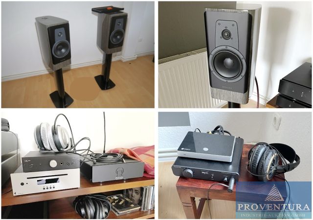 Versteigerung Veranstaltungstechnik aus Nachlass: Lautsprecherpaar DYNAUDIO Contour 20, Plattenspieler Pro-Ject 2-Xperience Classic, 4 Paar Kopfhörer, div. Verstärker, etc.