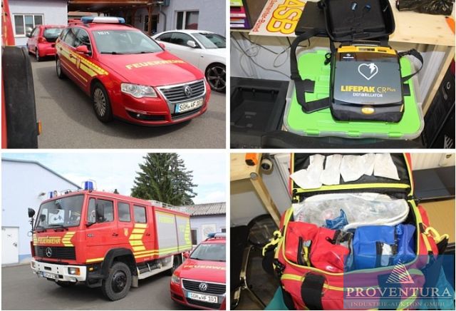 Insolvenzversteigerung Dienstleistungs-Feuerwehr: TLF Mercedes-Benz 1120 Bj. 1990, ELF1 Ford Focus EZ 2006, VW Passat Variant EZ 2008, Ford Focus Zivil EZ 2020, div. Anhänger, Tragkraftspritzen, Rettungsscheren, Büro, EDV etc.