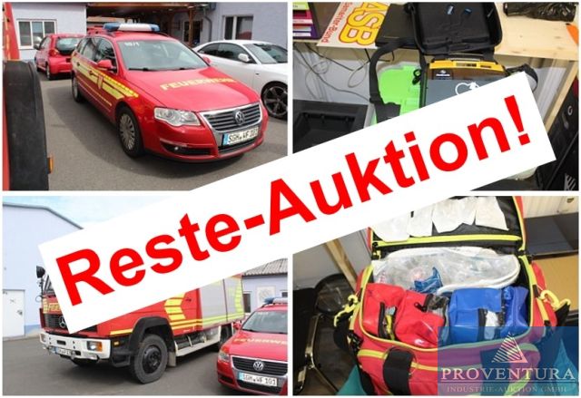 Reste-Auktion zur Versteigerung Dienstleistungs-Feuerwehr: 30 Positionen, Maschinen, Werkzeuge, Kleidung, Büro, etc.