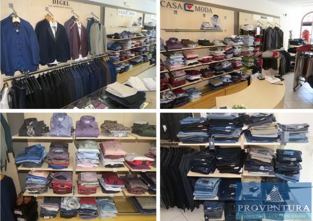 Insolvenzversteigerung: 1.500 Bekleidungsstücke eines Herrenbekleidungsgeschäftes als Komplettposten, dazu Ladeneinrichtung wie Regale und Verkaufsständer