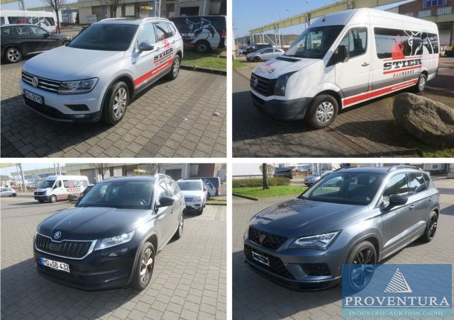 Insolvenz-Fahrzeugauktion: CUPRA Ateca 2.0 TSI 4-Drive, EZ. 2019, 175.000 Km, SKODA Kodiaq 2.0 TDI Soleil, EZ. 2019, 90.000 Km, MERCEDES-BENZ Vito 116 DCI BlueTec MIXE, EZ. 2018, 145.000 Km, VW Crafter 35 2.0 TDI, EZ. 2014, 230.000 Km, und weitere Kfz.