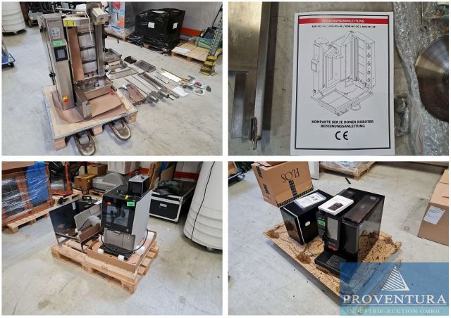 Gastroversteigerung aus Leasing: 1x Gas Döner Grill GGM Döner Roboter Model: ADR-M1-4G, 1x Kaffeefiltervollautomat MELITTA Cafina XT8 F, 1x Kaffeevollautomat SCHAERER Coffee Club, 2x Wasserspender MEMBRATECH A505