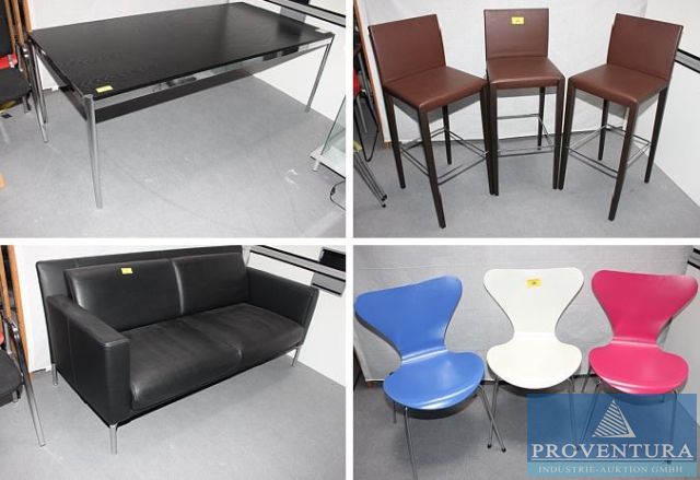 Versteigerung 118 Pos. Designer- und Büromöbel Walter Knoll, Bosse, Wilkhan, Brunner, Lyra, Stehleuchte Waldmann, Stellwände Sedus, Elektroschreibtische Sedus, Falttische, Designklassiker Fritz Hansen, etc.