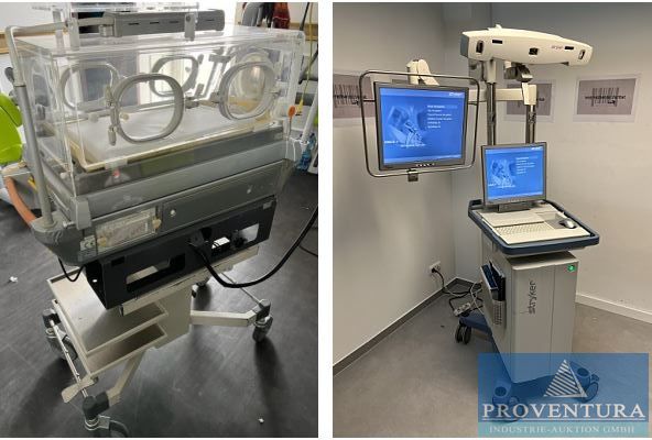 Versteigerung Medizinische Geräte Transport-Inkubator ATOM V-808, Test- und Analysegerät BTE Primus, Navigationssystem STRYKER System Cart - Sofortkauf möglich −