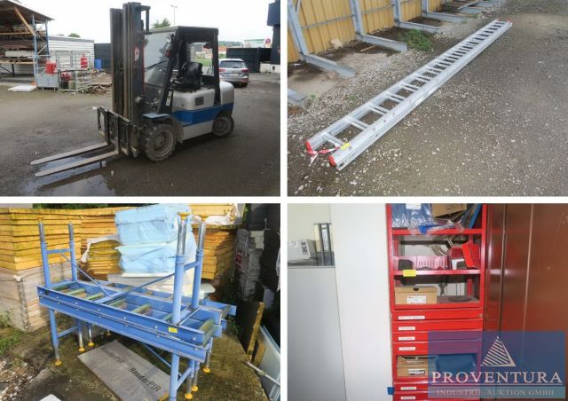 Insolvenzauktion: 30 Pos. eines Dachdeckerbetriebs, Rollenbahnen, Leitern, Gabelstapler ARTISON FD 30.55