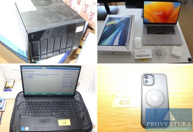 Insolvenzversteigerung 18 Pos. Netzwerk- und Servertechnik, 2x Notebooks APPLE MacBook Pro 16, 2x iPhone 12, Notebooks FUJITSU, Tablets SAMSUNG SM-505, etc.
