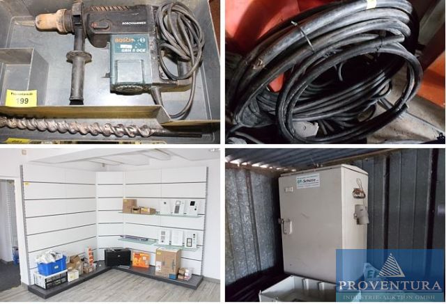 Nach-Insolvenzversteigerung Elektromontagebetrieb 25 Pos. Warenbestände Einzelhandel und Montage, Büro, Werkzeuge, Zählerschränke etc.