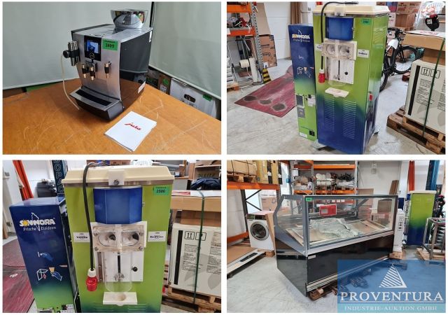 Aus Leasing: Eistheke GGMGASTRO ETHA1710S mit Umluftkühlung, Softeismaschine SONNORA Polaris UNO A2, Kaffeevollautomat JURA Impressa XJ9 Proffesional Tankversion,
