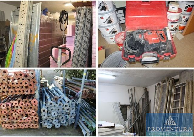 Insolvenzversteigerung Hochbau ca. 164 Pos. Trägerschalsystem LEDAK Bj. 2022, Gerüste, Schalungsträger DOKA, Baustützen, Stein-Bandsäge ZAGRO UVB Z500S Bj. 2012, Büro etc.