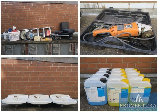 Insolvenzversteigerung: Handwerkzeuge, Reinigungsmittel, Trockenbauzubehör, etc., niedrige Startpreise