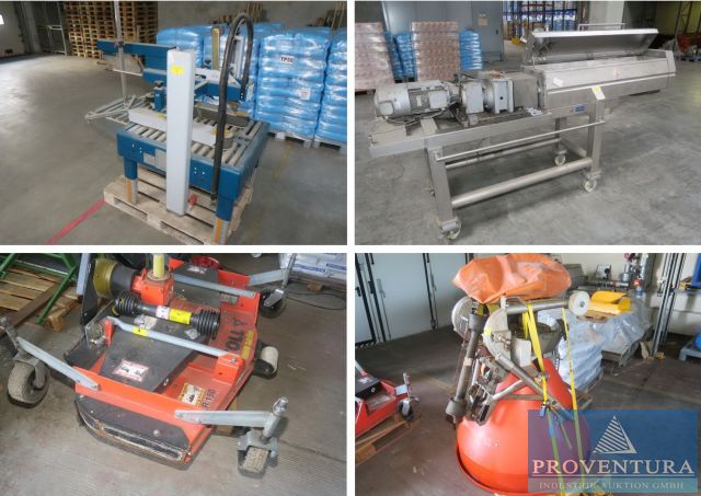 Online-Auktion 11 Pos. Kommunaltechnik u. Sonderanlagenbau Lebensmitteltechnik: Schneeräumschild MATEV, Frontsichelmäher STOLL, Würfelschneider TREIF, Rückteigpumpe SOBATEC, Kartonverschließmaschine, Mischanlage SOBATEC, etc