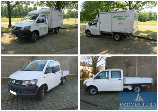 Versteigerung Elektro-Transporter: VW T6.0 Pritsche DOKA, EZ 2017, 30.000 km, VW T6.0 Koffer, EZ 2020, 30.000 km