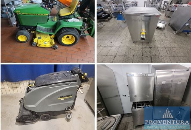 Versteigerung Metzgereibedarf ca. 25 Pos. u.a. Automatenmischwolf SEYDELMANN MD114, 2x Eiswürfelbereiter WESSAMAT Icecube, Vakuumfüller HANDTMANN VF50, Rauchanlage BASTRA, Rasentraktor JOHN DEERE 415 etc.
