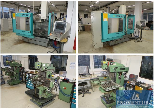 Versteigerung Metallbaumaschinen aus Lehrwerkstatt, CNC-BAZ Maho DMU 50T Bj. 1999, 2x Werkzeugfräsmaschine Deckel FP3