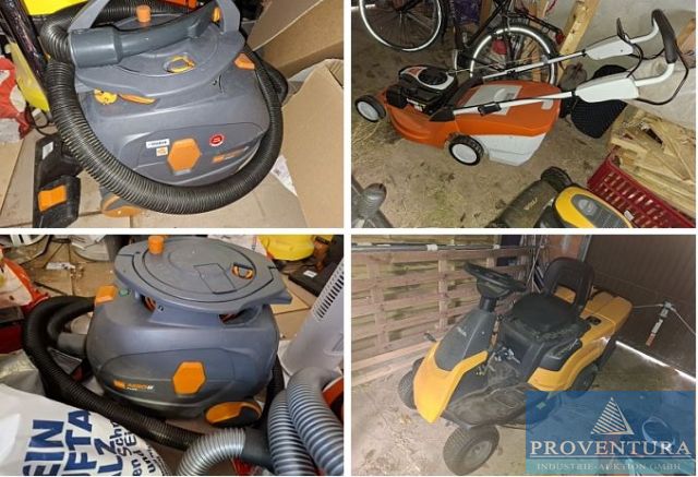 Insolvenzversteigerung 3x Staubsauger TASKI Aero 8 fast ungebraucht, Benzin-Rasentraktor STIGA MJ266 E4 Hydro Combi 166, Benzin-Rasenmäher STIHL RM448 TX