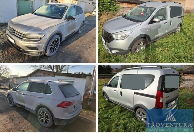 Fahrzeugversteigerung aus Insolvenz Pkw DACIA Dokker 1.3 TCe Stepway EZ 2020, 76.000 km, VW Tiguan 1.5i iQ.DRI EZ 2020 80.000 km