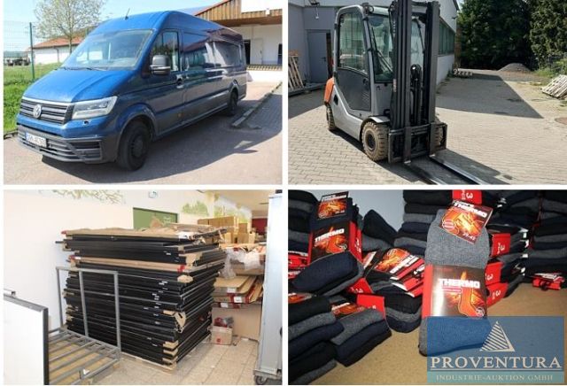 Insolvenzversteigerung ca. 36 Solarplatten LONGI HiMO 5m LR5-54HIH 400-420 400 Wp OVP, defekte Platten, ca. 5000 Paar Strümpfe, Gas-Gabelstapler STILL RX 70-25T 2.500 kg Bj. 2013, Transporter VW Crafter 35 EZ 2019