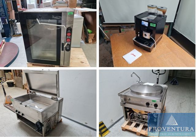 Gastroversteigerung aus Leasing: Kaffeevollautomat JURA GIGA X8, Ersatzteilträger Konvektomat GGM Gastro, Kippbratpfanne MKN Elektro, Kochkesselanlage MKN