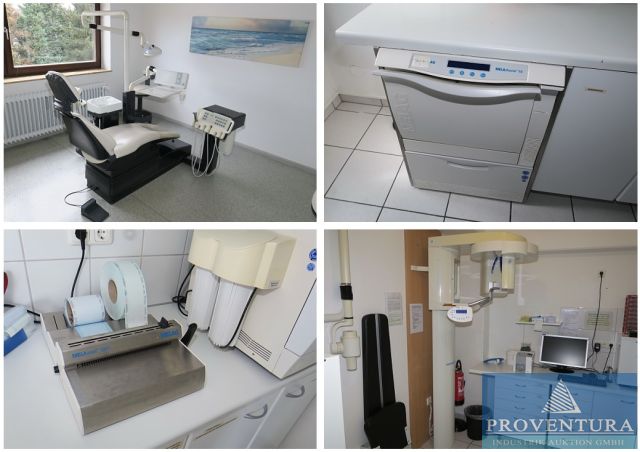 Liquidationsversteigerung wegen Neuanschaffung, 20 Pos. Inventar aus Zahnarztpraxis, 4 Behandlungseinheiten Kavo und Sirona, Thermodesinfektor, Panoramaröntgengerät, 2 Absaugungen Dürr, etc.,
