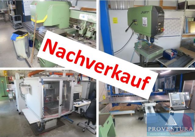Nachauktion zu Insolvenzversteigerung: 100 Pos. Inventar Industriedienstleister: Graviermaschinen, Säulenbohrmaschine FLOTT M2, 3-Achs-CNC-Fräszentren WISSNER u. KUHLMANN, Laserbeschriftungssystem TRUMPF, CNC-Stanzmaschine TRUMPF, u.v.m.
