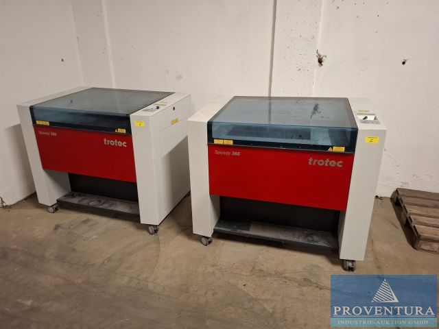 Versteigerung 2 Laserschneid- und Gravurmaschinen TROTEC Speedy 360 CO260W Bj. 2022 angeschafft für 56.000,- EUR netto