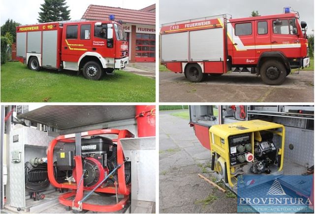 Wegen Neuanschaffung 20 Pos. Feuerwehrbedarf u.a. Feuerwehrfahrzeuge TLF IVECO FF135E 1625 EZ 1996 49.000 km, TLF MERCEDES-BENZ 1124AF 1625 EZ 1995 84.000 km, Stromerzeuger, Zubehör, etc.