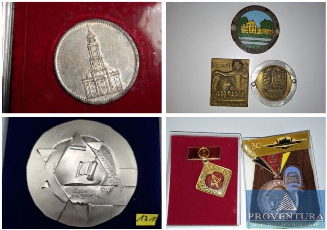 Münzversteigerung 122 Pos. Altdeutsche Staaten ab 1763, Deutsches Reich 2 RM + 5 RM Hindenburg, Kanada Olympia 5+10 Dollar, Abzeichen DDR, etc