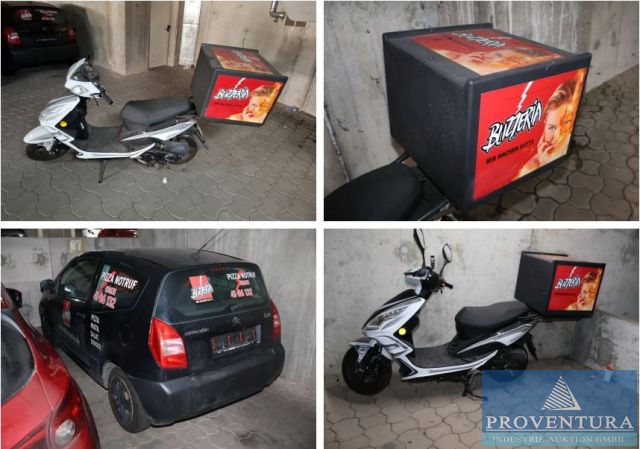 Insolvenzversteigerung Pizza-Flitzer Citroen C2 Bj 200 163.000 km, 2x Motorroller TAIZHOU 45 kmh