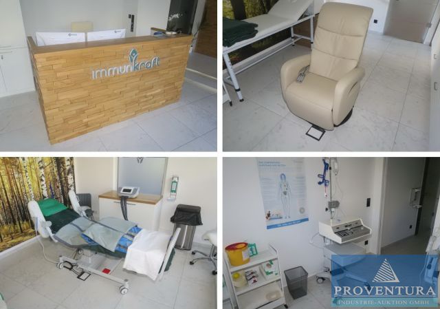 Insolvenzauktion 75 Pos. Inventar Gesundheitszentrum: Ozontherapiegerät ZOTZMANN+STAHL OZON 2000, Behandlungsliege BIOMIC ComfortLine 2, hochwertige Relax-Massagesessel ALPHA TECHNO AT-2800, Laborzubehör, Büromöbel u. EDV