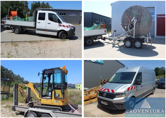 Insolvenzversteigerung Fahrzeuge aus Bauunternehmen: MB Sprinter 310 CDI, EZ 2015, MB Sprinter DoKa 315 CDI, EZ 2022, VW Crafter 2.0 TDI, EZ 2018, Mini-Bagger CAT 301.8 Bj. 2021