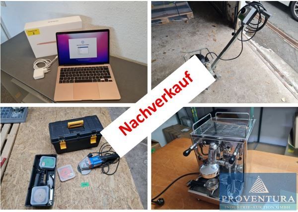 Nachverkauf Versteigerung Leasingrückläufer: 32 Positionen, 2 PCs aus Kassensystem, Multifräse, Winkelschleifer, Siebträgermaschine BEZZERA Magica, Alarmanlagen,EDV, APPLE Macbook Air 2020 M1