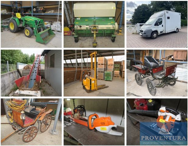 Nachversteigerung zur Versteigerung 240 Pos. Inventar von Haflinger-Gestüt, Kutschen, Pferdetransporter, Hofschlepper John Deere, Werkzeuge, Bauernmöbel, Deko, etc.