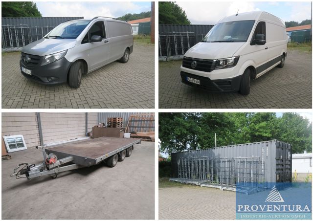 Insolvenzversteigerung Fensterbau, 40 Pos. MB Vito 114 CDI, EZ 2015, VW Crafter 2.0 TDI, EZ 2019, Plattformanhänger EDUARD P5 zul. GG 3.500 kg, EZ 2022 u. Böckmann zul. GG 2.000 kg, Seecontainer, 40 Fuß, Werkzeuge, etc.