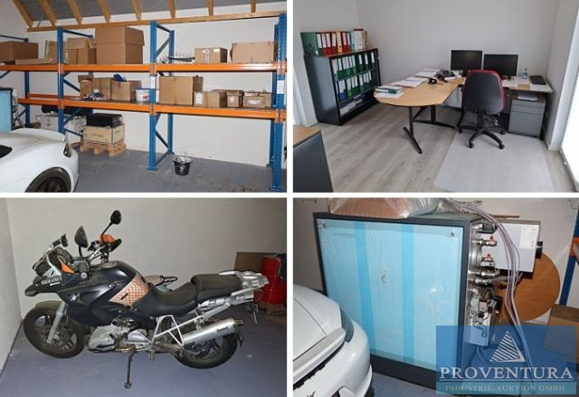 Insolvenzversteigerung 23 Pos. u.a. Motorrad BMW R1200 GS EZ 2004, Elektroroller UNU Scooter-1 2000 EZ 2018, Palettenregal, BHKW, Zubehör BHKW RMB neo Tower 30.0 Bj. 2021, PV-Anlagen, Büro etc.