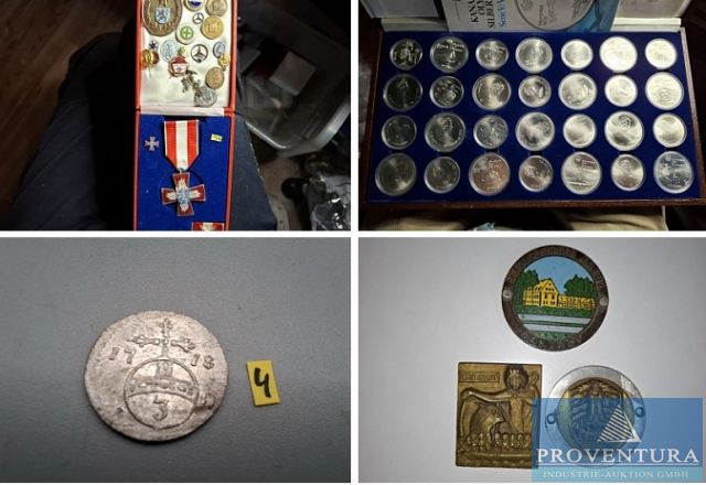 Münzversteigerung 90 Pos. Altdeutsche Staaten ab 1718, Deutsches Reich, Euromünzen San Marino, KMS Israel, BRD 5+10 DM, Abzeichen DDR, etc