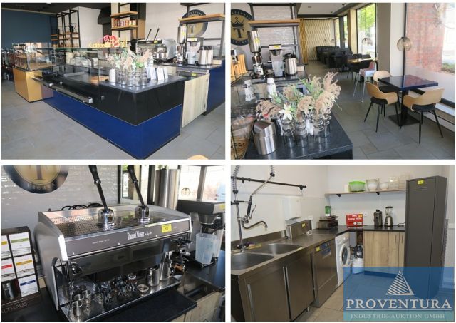 Vorankündigung: Insolvenzversteigerung 60 Pos. Inventar Café, Espressomaschine Daniel Moser, Spülmaschinen, Kühlmöbel, Möbel, etc.