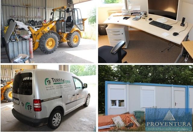 Insolvenzversteigerung Tiefbau Radlader JCB 407 Bj. 1994, VW Caddy 1.6 TDi EZ 2011, Baugeräte, Sägen, etc.