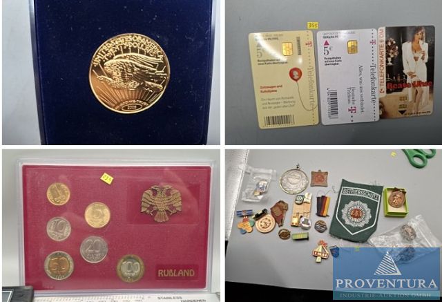 Münzversteigerung 51 Pos. Silbermünzen BRD 5+10 DM, Euromünzen, KMS Polen, Abzeichen DDR, etc