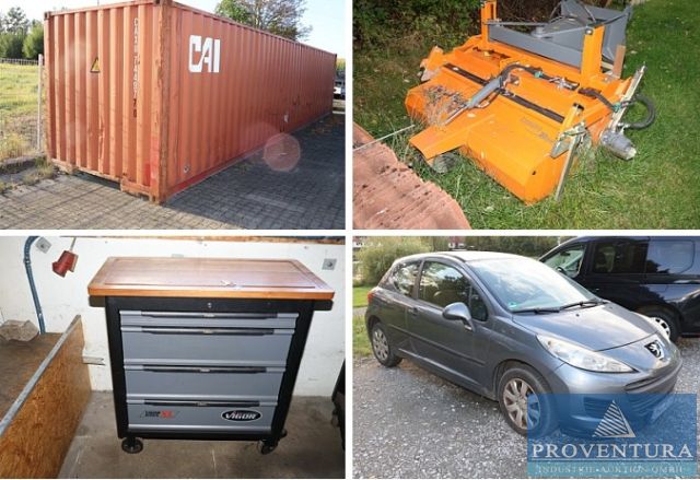 aus Insolvenz Lkw-Werkstatt 40 Fuss Container, 20 Fuss Container, Lkw-.Werkstatt in 40 Fuss Container sichergestellt, Spezialwerkzeuge VIGOR XL, Reifenmontagegerät RAVAGLIOLI F1190.30Pls Bj. 2022, Pkw VW Amarok EZ 2025, Anbaukehrmaschine BEMA 20 etc