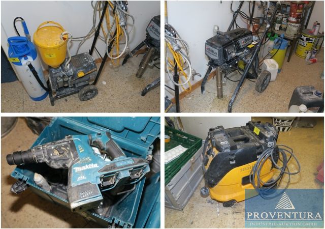 Reste-Auktion zu: Insolvenzversteigerung: 180 Positionen Trockenbau, Airlessgeräte, viele Akku-Handmaschinen, Baustoffe, Werkzeuge, Schleifer, etc.