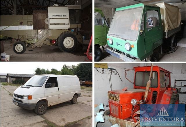 Insolvenzversteigerung MULTICAR M24 Kipper Pritsche EZ 1976, Mähdrescher FORTSCHRITT E514, VW T4 2.3D EZ 1994, OPEL Vectra 2.0 dTi EZ 2000, Diesel-Gabelstapler VEB Paul Fröhlich DFG 3200N, Traktor AGROSTROJ TZ-4K-14C, Traktor UTB 650, div. Landmaschinen,